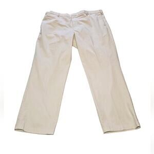 Dockers 44x32 men's beige khakis, flat front, relaxed fit.